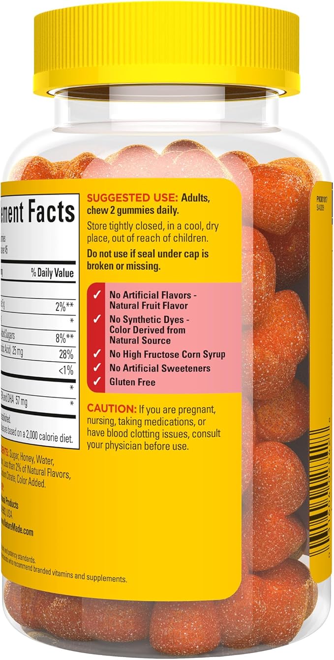 Nature Made Fish Oil Omega 3 Gummies,Omega 3 Fish Oil Supplements,Healthy Heart Support,90 Gummies,45 Day Supply,(Pack of 2)