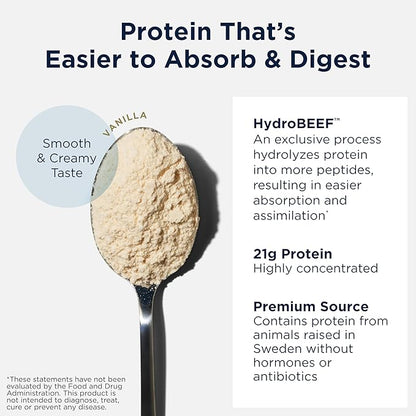 Designs for Health Bone Broth Protein Powder – 21g Grass-Fed, Collagen-Rich Beef Protein Isolate – Vanilla, Paleo, Non-GMO, Dairy-Free (30 Servings / 810g)