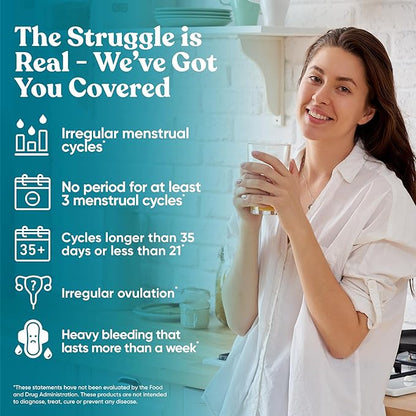 Regulate Cycle Support – Hormone Balance for Women at Optimal 40:1 Myo-Inositol 2000 mg & D-Chiro Inositol 50 mg – Supplement for Period Consistency, Menstrual & Ovulation Support – 120 Vegan Capsules