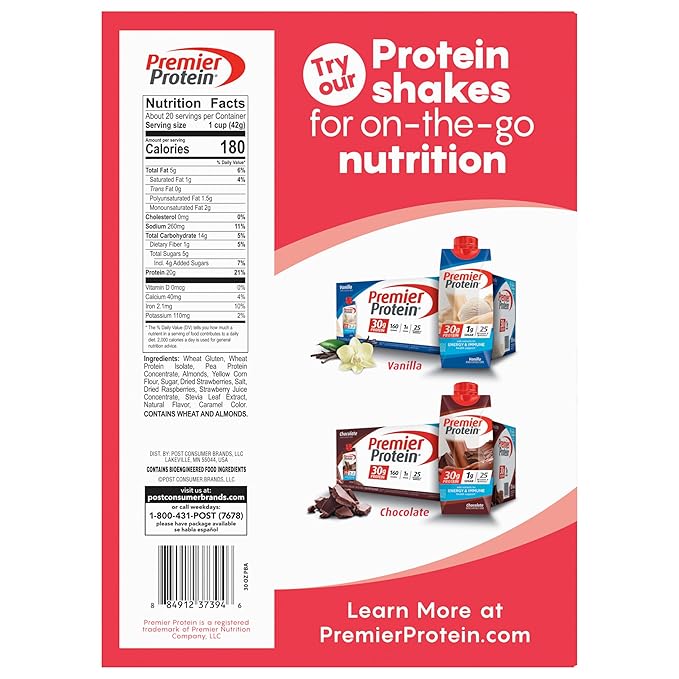Premier Protein Mixed Berry Almond cereal, high protein cereal, protein rich breakfast or snack made with real berries and almonds, 30 Ounce - 1 Count