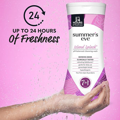 Summer’s Eve Feminine Wash, Island Splash, Daily pH-Balanced Body Wash for Women, Feminine Care to Remove Vaginal Odor, Gynecologist Tested, 15 Fl Oz, Pack of 12