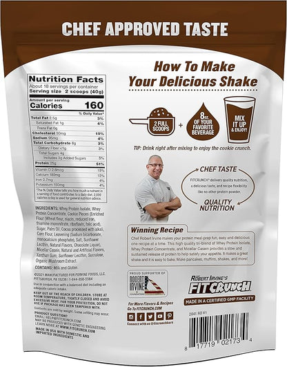 Fit Crunch Tri-Blend Whey Protein, Keto Friendly, Low Calories, High Protein (18 Servings, Milk & Cookies)