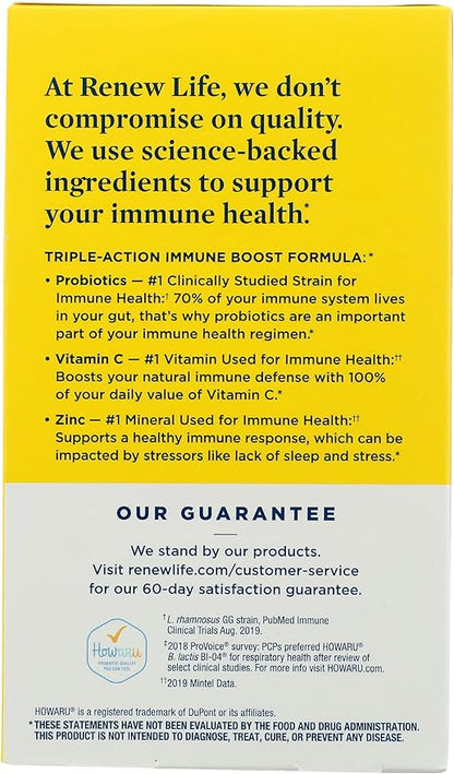 Renew Life Probiotic Everyday Immune Capsules, Daily Supplement Supports Respiratory and Immune Health, L. Rhamnosus GG and B. lactis Bl-04, Dairy, Soy and gluten-free, 10 Billion CFU, 30 Count