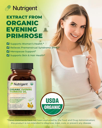 Organic Evening Primrose Oil + Cranberry Seed Oil Supplement Bundle, 940 mg Each, 100% Pure with Omegas & GLA, Cold Pressed Liquid Organic Capsules, Women’s Health, Skin Support