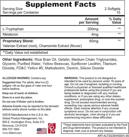 Alteril Natural Sleep Aid Fast Acting Softgels 30ct
