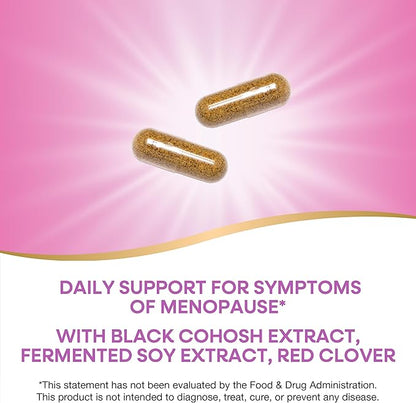 Nature's Way EstroSoy, Menopause Relief Blend*, Helps Relieve Menopausal Symptoms*, Black Cohosh, Fermented Soy Extracts, Red Clover, 60 Vegan Capsules (Packaging May Vary)