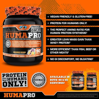 HumaPro Essential Amino Acid Formula | EAA Protein Supplement | Supports Muscle Recovery & Performance | Vegan, Gluten Free | | 90 Servings (Passion Fruit)