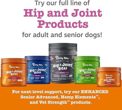 Zesty Paws Hip and Joint for Dogs, Glucosamine for Dogs Hip and Joint Supplement with Chondroitin, MSM, Vitamins C & E - Bacon, 50 Count