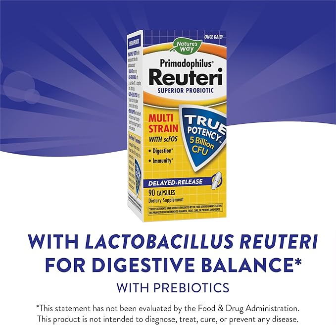 Nature's Way Primadophilus Reuteri Probiotics, 5 Billion CFU, 90 Capsules