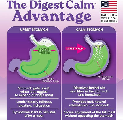 Digest Calm™ - Relief of Occasional Indigestion, Upset Stomach, Nausea, Gas, Bloating, Early Fullness - Herbal Supplement - 12 Capsules