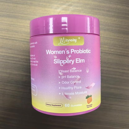 Her Juicy Feminine Probiotics Gummies for pH Balance - Slippery Elm, Lactobacillus Blend - Gut & Immune Support - Pineapple Gummies, 60 Count (Lemon)