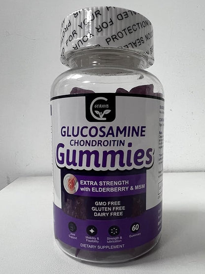 GORNVB Glucosamine Chondroitin Gummies with MSM & Elderberry – Extra Strength Mobility & Flexibility Support, Antioxidant Immune Supplement for Women & Men