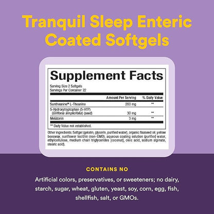 Stress-Relax Tranquil Sleep by Natural Factors, Sleep Aid with Suntheanine L-Theanine, 5-HTP, Melatonin, 45 Softgels