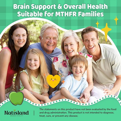 L Methylfolate Gummies, 5-MTHF 1mg Gummies for Kids & Adults - 4+, Methyl Folate and B12 supplement, Highly Absorbable MTHFR Supplement, Support Brain Health, Immunity, Kids Growth, 60 Count