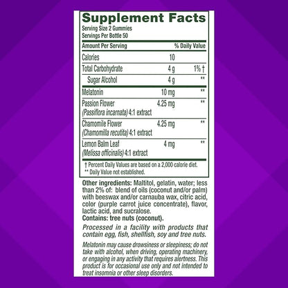 vitafusion Max Strength 10 mg Melatonin Gummies, Strawberry Flavored, Adult Melatonin Gummy Vitamin Supplement, 100 Count, 50 Day Supply