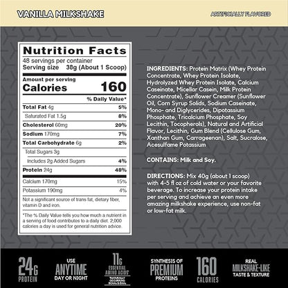 BSN SYNTHA-6 EDGE Protein Powder, Vanilla Flavored Powder with Hydrolyzed Whey, Micellar Casein, for Muscle Gain, Low Sugar, 24g Protein, Vanilla Milkshake, 48 Servings, 4.01 Pound (Pack of 1)