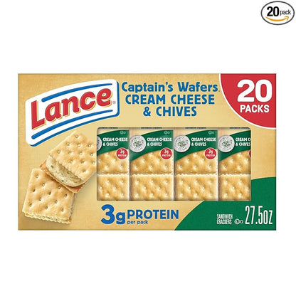 Lance Sandwich Crackers, Captain's Wafers Cream Cheese and Chives, 20 Packs, 6 Sandwiches Each