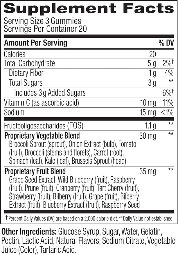 OLLY Supergood Superfoods Gummies, Supports Immune & Digestive Health,* 15 Superfoods, Prebiotics, Vitamin C, Tropical Bliss Flavor, 20 Day Supply - 60 Count