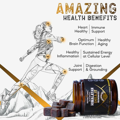 NutroTonic® Organic Himalayan Shilajit Gummies – Organic Raspberry Vanilla Flavored – Shilajit for Men & Women – Wild Crafted Manuka Honey MGO +263 – Made in USA – 30 Healthy Gummies