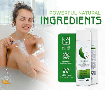 Vagy Rejuvenation Vagy Lactic Feminine Wash with Lactic Acid & Calendula – Gentle Intimate Wash Women pH Balance – Refreshing Vaginal Cleanser – 8 oz (8.1 oz, Mint)