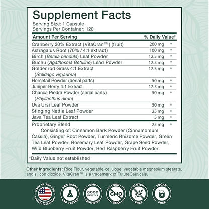 PurePremium Kidney Support Supplement – Kidney Cleanse Detox & Repair with Cranberry Extract & Astragalus - 21-in-1 Complex Supports Normal Bladder, Urinary Tract & Kidneys Health - 120 Day Supply