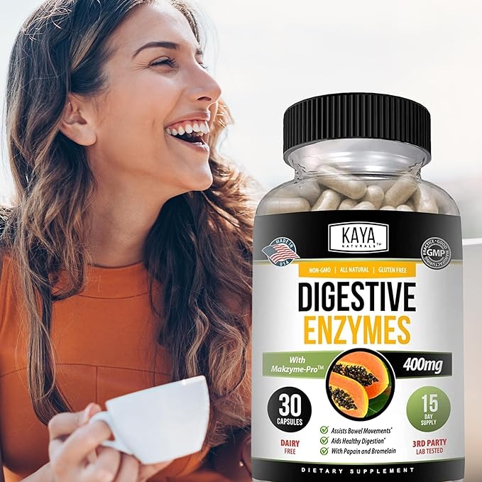 Kaya Naturals Digestive Enzymes with Prebiotics & Probiotics - Constipation & Bloating Relief Pills for Women & Men - Aids Immune Function - Digestion Support - 30 Veggie Capsules (Pack of 2)