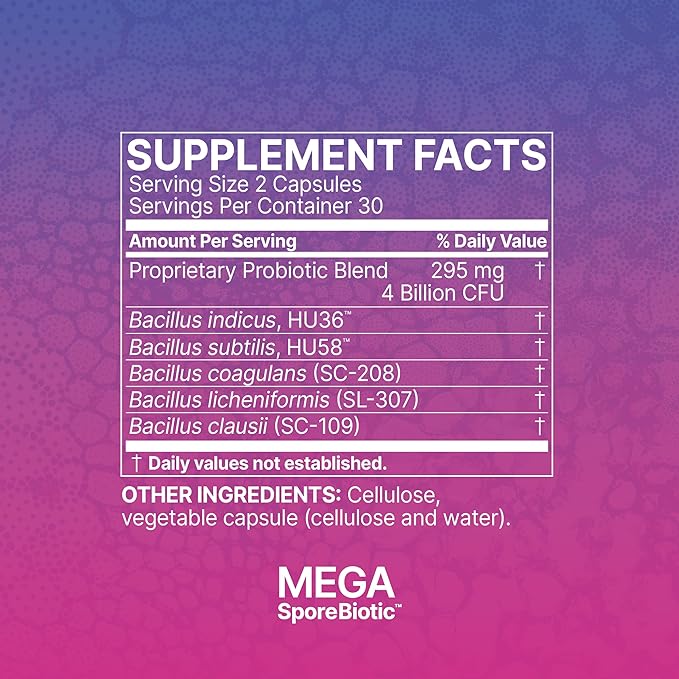 Microbiome Labs MegaSporeBiotic Probiotics for Women & Men - Spore-Based Probiotic for Gut Health & Digestive Support - Shelf-Stable, Travel-Friendly, Mens & Womens Probiotics (60 Capsules)