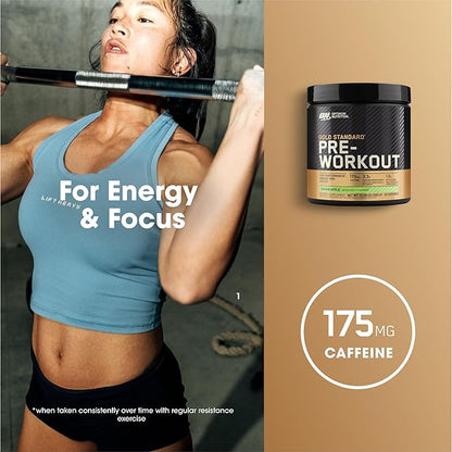Optimum Nutrition Gold Standard Pre Workout with Creatine,Beta-Alanine,and Caffeine for Energy,Flavor: Green Apple,30 Servings (Packaging May Vary),(Pack of 2)