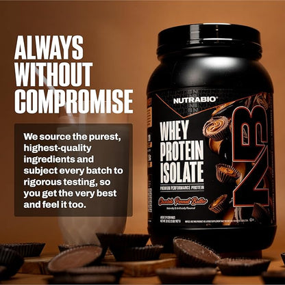 NutraBio 100% Whey Protein Isolate Protein Powder, 25g Protein with Complete Amino Acid Profile, Non-GMO, Soy & Gluten Free, Low Carb, Low Calorie Whey Protein Powder, Chocolate Peanut Butter, 2 Lbs