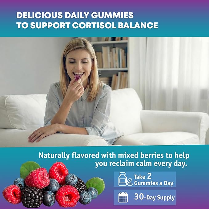 Cortisol Reducer Gummies for Women Men - 13-in-1 Daily Cortisol Detox Manager Supports Stress Mood Balance Focus & Health Balance - Reduce High Cortisol with Ashwagandha Magnesium L-Theanine