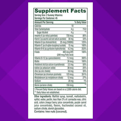 Vitafusion Sugar Free Men’s Multi Daily Gummy Multivitamins, Supports Energy Metabolism, Muscle and Immune Health (1), Mixed Berry Flavors, (Pack of 2)
