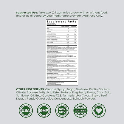 Supergreens Gummies (60 Count) Daily Greens Gummies- Greens Supplements with Raspberry Flavor- Superfood for Immunity Support for Adults - Third Party Tested, Vegan Safe & Made in USA
