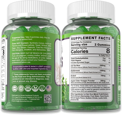 (2 Pack) Sea Moss Gummies - Irish Sea Moss Gummies for Adults & Kids - Advanced Superfood Seamoss Supplement with Organic Bladderwrack & Burdock Root Extract，ACV for Daily Immune, Gut Cleanse, Vegan