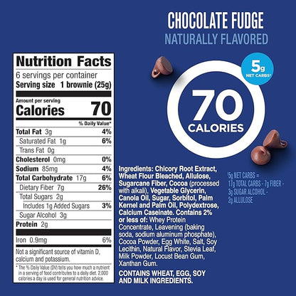 Fiber One 70 Calorie Brownies, Chocolate Fudge Snack Bars, 6 Ct, 5.34 oz (Pack of 8)