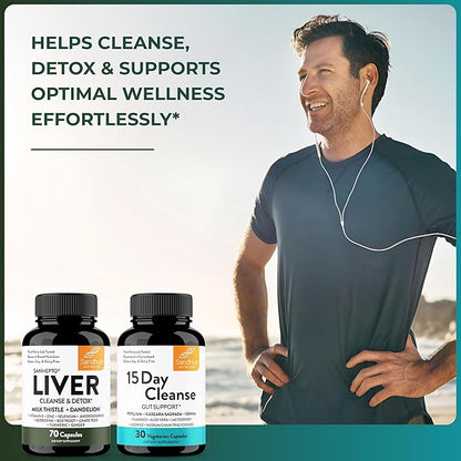 Sandhu's Liver Cleanse Detox & 15 Day Gut Cleanse Support Supplement for Women & Men | Supports Liver, Gut & Digestive Health