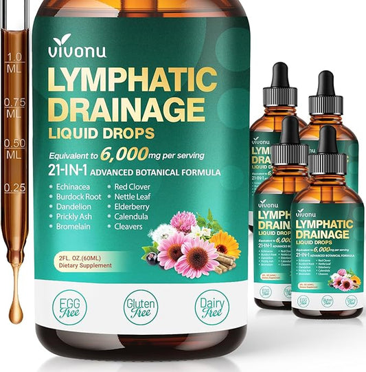 VivoNu 21-in-1 Lymphatic Drainage Drops for Liposomal, 4 Pack