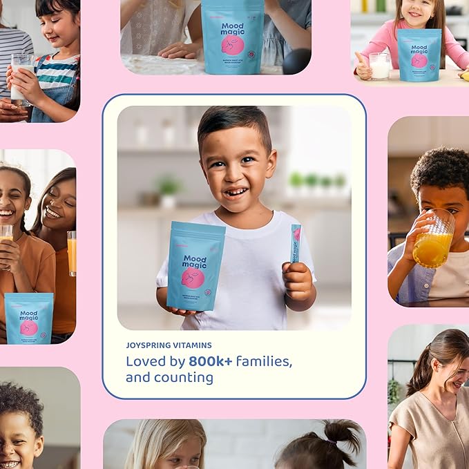 JoySpring Mood Magic for Kids – Natural Mood Support Pixie Sticks Candy with Saffron Extract, Magnesium Citrate & Vitamin D3 | Sugar-Free Powder Drink or Candy | 25 Servings | 4+ Years (Pack of 2)