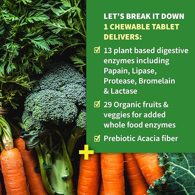 Garden of Life Digestive Enzymes with Papain, Bromelain and Lipase for Nutrient Absorption and Digestion Support, Tropical Fruit Flavor, Dietary Supplement, Certified Vegan, 90 Chewables