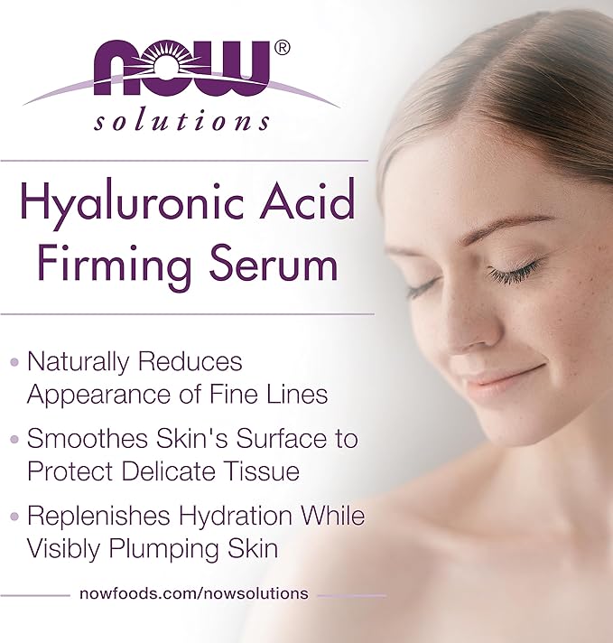 NOW Foods Solutions, Hyaluronic Acid Firming Serum, Naturally Reduces Appearance of Fine Lines, 1-Ounce