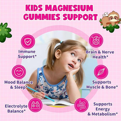 Magnesium Gummies for Kids - Magnesium Glycinate Gummies with Vitamin D3, B6, Potassium & Ashwagandha, Magnesium for Kids & Adults Relaxation, Sleep, Brain & Bone Health -Vegan Strawberry 60ct
