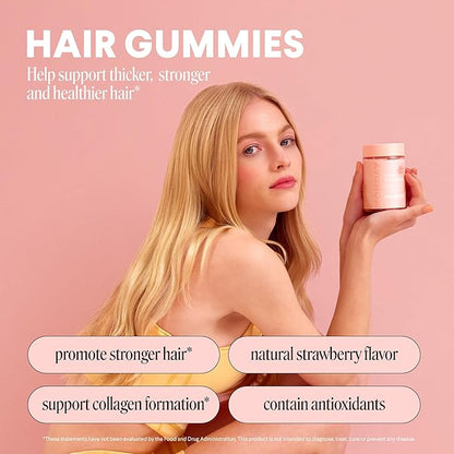MONDAY HAIRCARE Hair Gummies with 2500 mcg Biotin, Vitamin C & Vitiman E for Thicker, Stronger and Healthier Hair 60ct