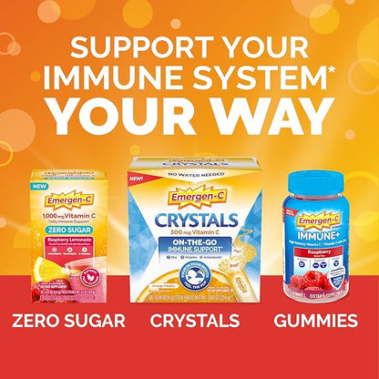 Emergen-C 750mg Vitamin C Gummies for Adults, Immune Support Gummies, Gluten Free, Strawberry, Lemon and Blueberry Flavors, Back to School Essentials - 45 Count