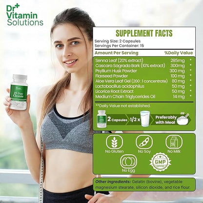15 Day Gut Cleanse Detox for Women w/ GLP-1 Support - Natural Colon & Detox Cleanse for Weight Loss - Bloating & Constipation Relief - Flushes Toxins & Supports Immunity - 60 Ct.
