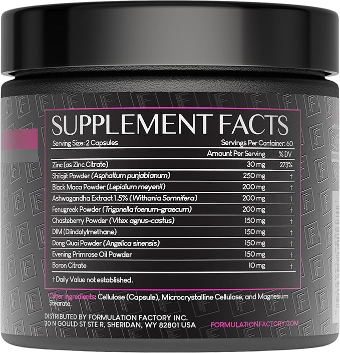 Formulation Factory She's Obsessed: 10-in-1 Hormone Balance Maximizer with Shilajit, Maca, Ashwagandha, DIM, Dong Quai, Zinc & More for Vitality & Balance 240 Count (Pack of 2)