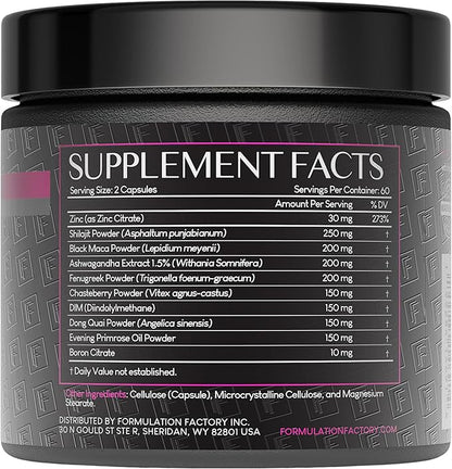 Formulation Factory Hormone Balance for Women - She's Obsessed Vitality Complex with Maca Root & Ashwagandha - Libido & Mood Support - 120 Capsules, 2 Month Supply
