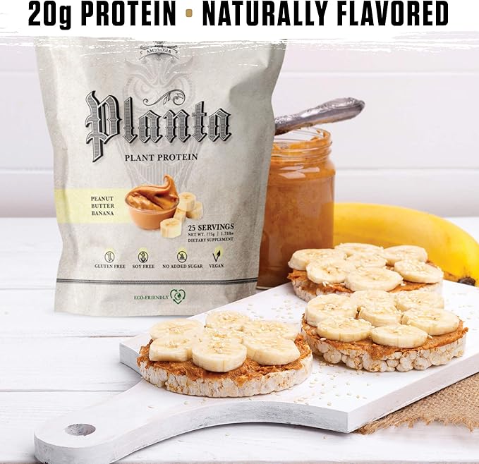 Ambrosia Planta - Plant-Based Protein Powder 20g | Dairy Free Vegan Protein Powder with BCAA Amino Acids | Keto-Friendly, No Added Sugar | 25 Servings |Peanut Butter Banana