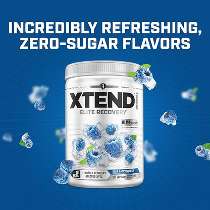 Xtend Original BCAA Powder, 7g BCAAs and 2.5g L-Glutamine for Muscle Recovery Hydration and Lean Muscle, Sugar Free Intra and Post Workout Drink with Electrolytes, Blue Raspberry Ice, 30 Servings