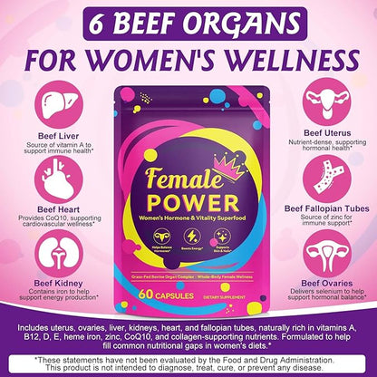 2 Pack Beef Organ Supplement for Women, Natural Grass Fed Beef Liver Capsules, Hormone Balance for Women, for Support Balance Hormones, Energy, & More and Menstrual Cycle,Skin Care