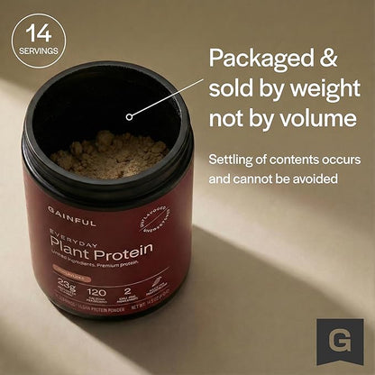Gainful Lean Plant Protein Powder, 20g Plant Protein per Serving, Unflavored, Supports Lean Muscle, Metabolism, & Satiety, with Green Tea Extract, Digestive Enzymes, Organic Fiber, Vegan, 14 Servings