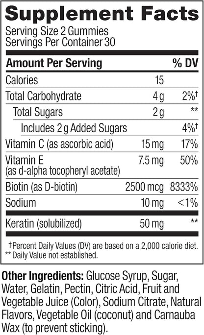 OLLY Undeniable Beauty Gummy, For Hair, Skin, Nails, Biotin, Vitamin C, Keratin, Chewable Supplement, Grapefruit, 30 Day Supply - 60 Count
